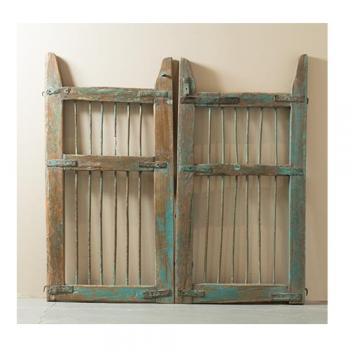 柵 ゲート 木製 グリーン アンティーク調 シャビー おしゃれ 飾り 高さ105