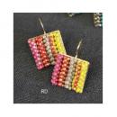 ピアス ティント チェーン スクエア RD レッド ブラス シルバー おしゃれ 綺麗 幅1.4