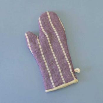 キッチンミトン トラック ストライプ LA ラベンダー ナチュラル リネン コットン 幅17