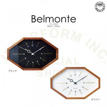 ベルモンテ BK 壁掛け時計 ウォールクロック ガラス 木製 ナチュラル おしゃれ 幅33