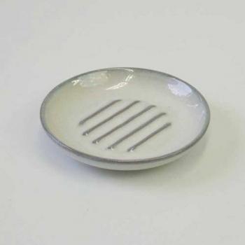 CERAMIC デインティ ライン ソープデッシュ ラウンド 皿 グレー 直径11