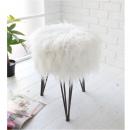フラッフィースツール アンティーク調 椅子 おしゃれ ホワイト エレガント 毛 高さ44