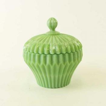 オペーク キャニスター ラウンド GN グリーン ガラス 小物入れ かわいい 直径11.5