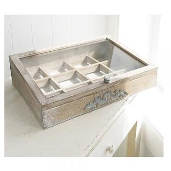 ゴルド・ガラスケース アンティーク調 ブラウン 収納 ディスプレイ 木製 ガラス 幅38