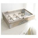 ゴルド・ガラスケース アンティーク調 ブラウン 収納 ディスプレイ 木製 ガラス 幅38