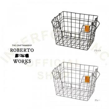 ロベルトワーク GY ハンドル バスケット かご シンプル 収納 おしゃれ アイアン 幅22