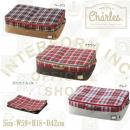 チャールズ BE ベッド下ケース 収納ボックス チェック柄 ベージュ ファスナー付き 幅59