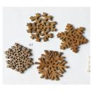 WOOD コースター アソート スノーフレーク S/4 NT ブラウン ナチュラル 結晶 幅10
