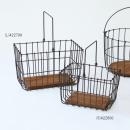 IRON ワイヤーバスケット ウッドフロー レクタングル (S) アイアン 木製 おしゃれ 幅28