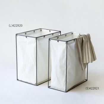 IRON ランドリーバスケット ファイン (S) アイアン ホワイト コットン おしゃれ 奥行20