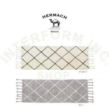 マノス ラグマット IV 140x50cm コットン アイボリー おしゃれ ロングマット 手仕事