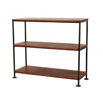 3段ラック 木製 シンプル アイアン アンティーク調 シーシャムウッド 無垢材 職人 幅50