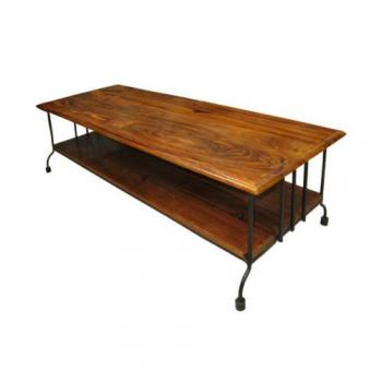 ローシェルフ 木製 アイアン アンティーク調 シーシャムウッド 無垢材 職人 幅110