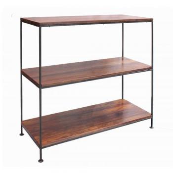 3段シェルフ 木製 シンプル アイアン アンティーク調 シーシャムウッド 無垢材 職人 幅90