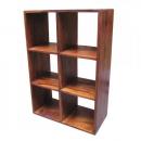 6面すかしCDラック 木製 アンティーク調 シーシャムウッド 無垢材 天然木 高さ49