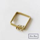 BRASS KEYホルダー スクエア W/ポーチ ブラス ゴールド 上品 高さ4.5