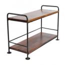 シンプル2段ラック ハンドメイド アイアン テーブル おしゃれ アンティーク調 木製 幅40