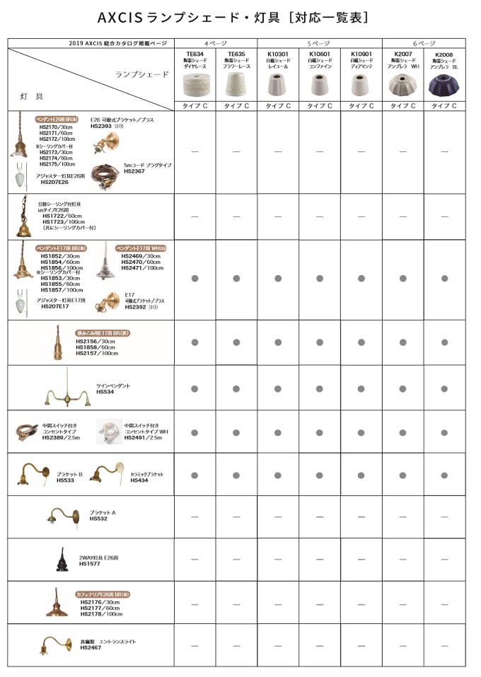 “灯具対応表”