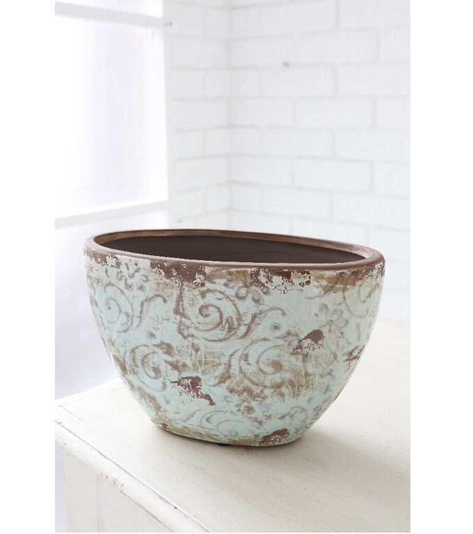 “アイシー・ターコイズオーバルポット