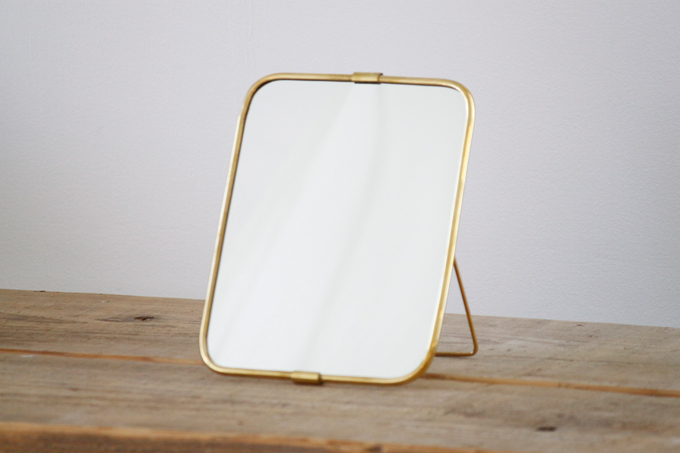 BRASS パイプ フレーム ミラー (L) ゴールド