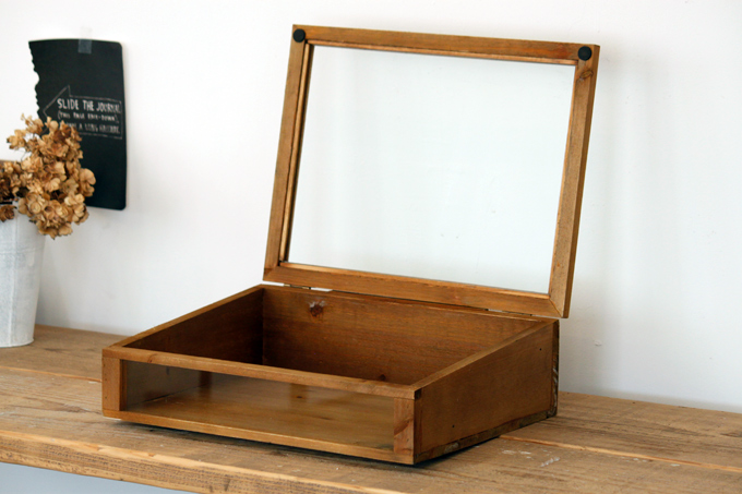 ラスティパイン ガラスケースL アンティーク調