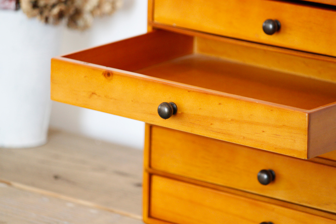 小引き出し5段 木製 収納 アンティーク調