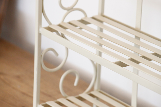 ディスプレイ アイアン 整理 ホワイト 収納 2段 白