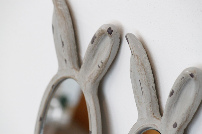 うさぎ手鏡 グレー 2個セットおしゃれ アンティーク調