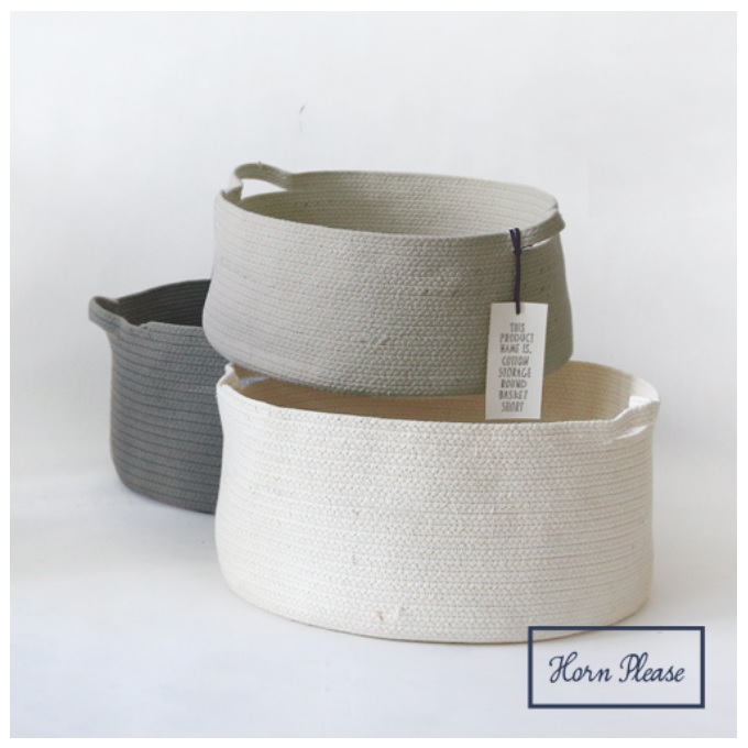 “コットンストレージラウンドバスケ