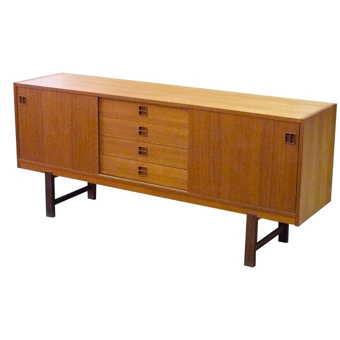 teak square pull credenza