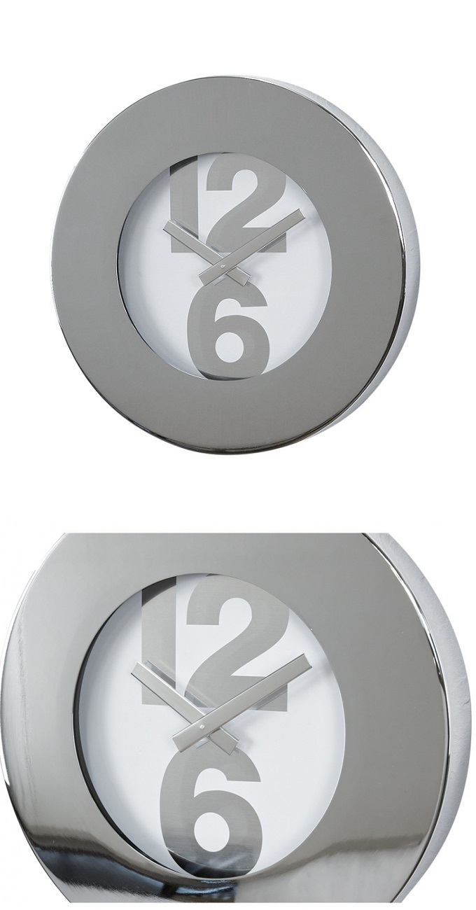 EDGE NUMBER BOLD RIM WALL CLOCK SILVER 30cm