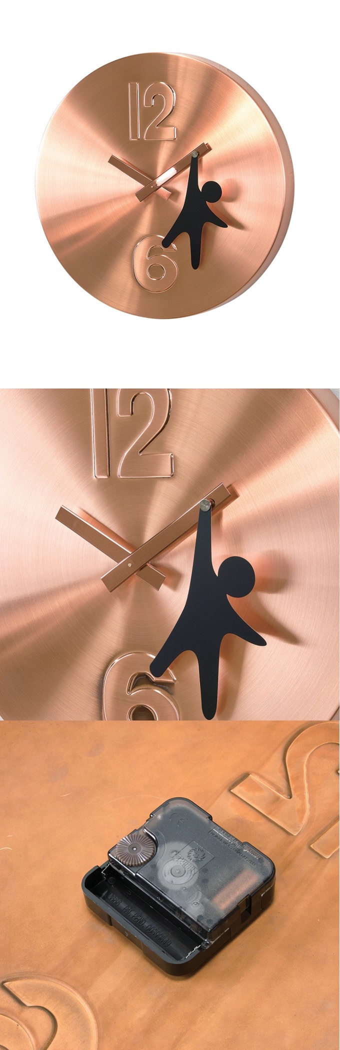 EDGE HANGING MAN WALL CLOCK COPPER 30cm
