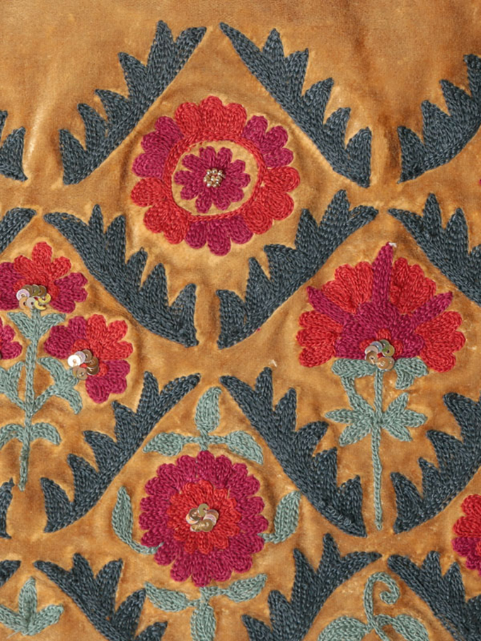 “刺繍ベロア巾着袋”